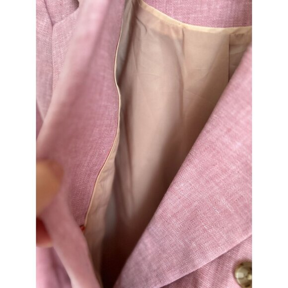 J. Crew Linen Bristol Double-Breasted Long Sleeve Casual Blazer Pink Size 2 - Picture 8 of 14